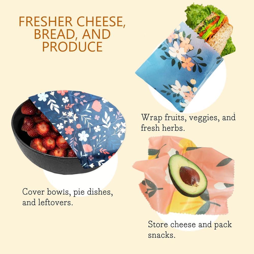 Envolturas de Cera de Abeja EcoHMVerve 9 Piezas Reutilizables