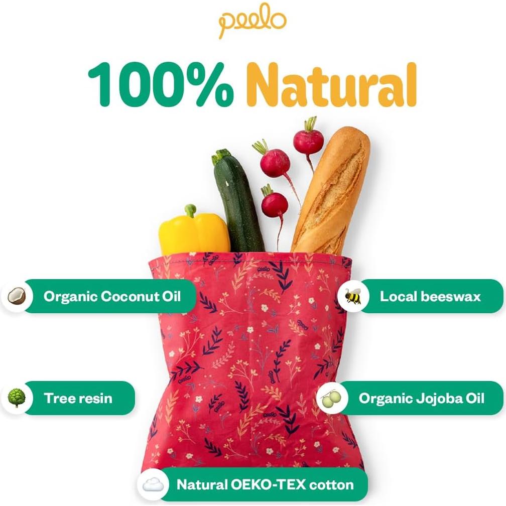 Bolsa de Envoltura de Alimentos Peelo Botanica Mediana 29x26cm