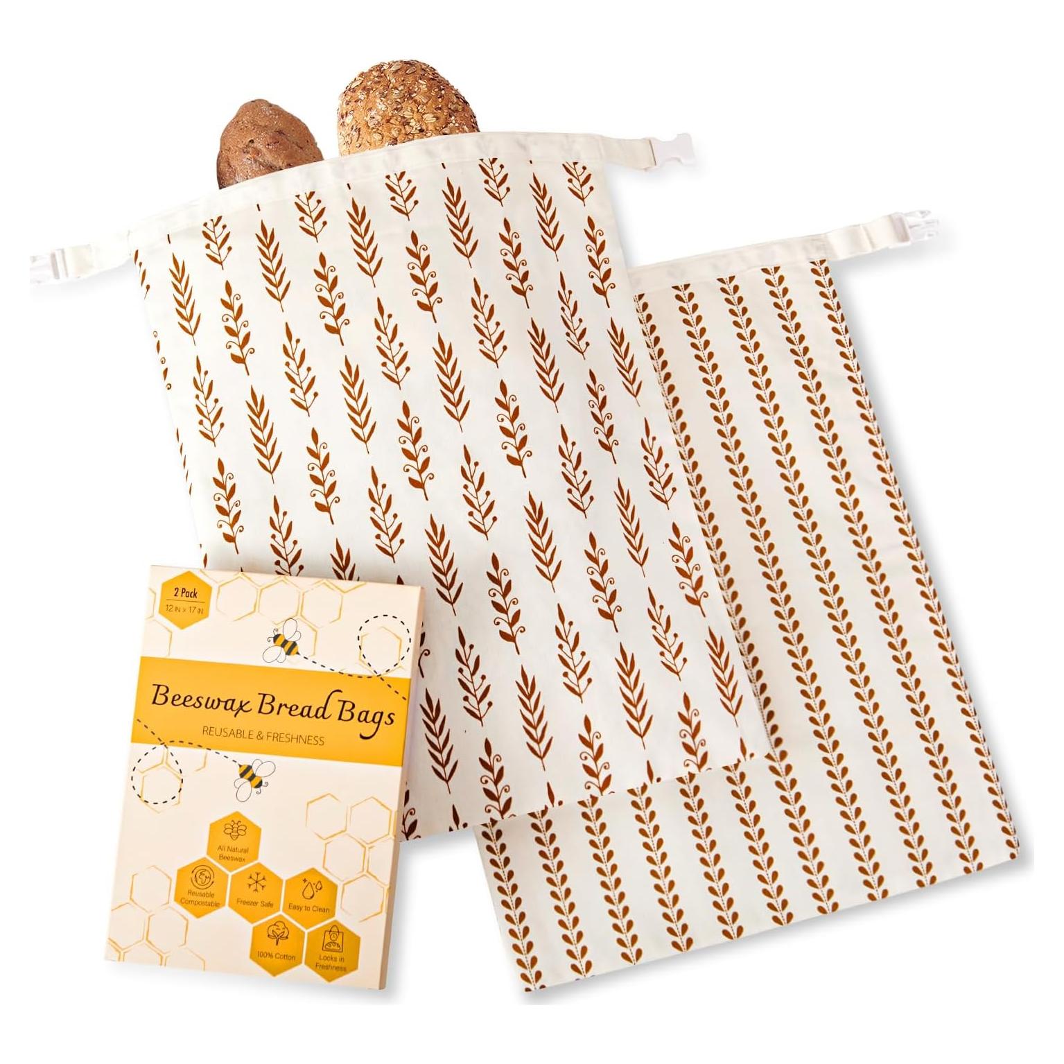 Bolsas de Pan Reutilizables Augine de Cera de Abeja 2 Unidades