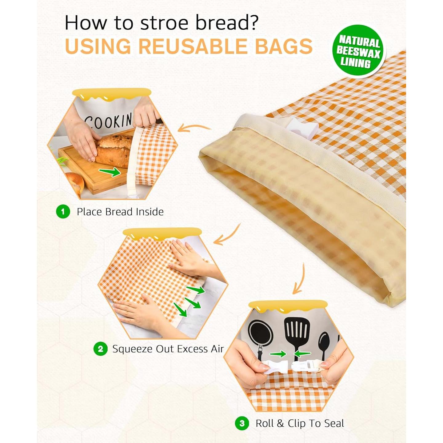 Bolsas de Pan de Cera de Abeja HULISEN 40x30 cm Reutilizables