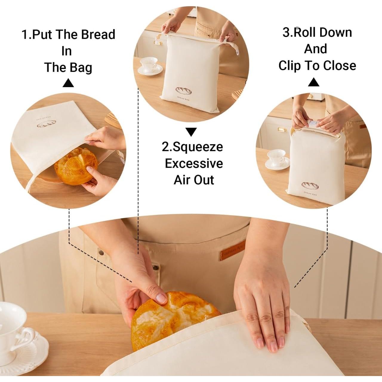 Paquete de 2 Bolsas de Pan Reutilizables ZYPB 43x33 cm Ecológicas