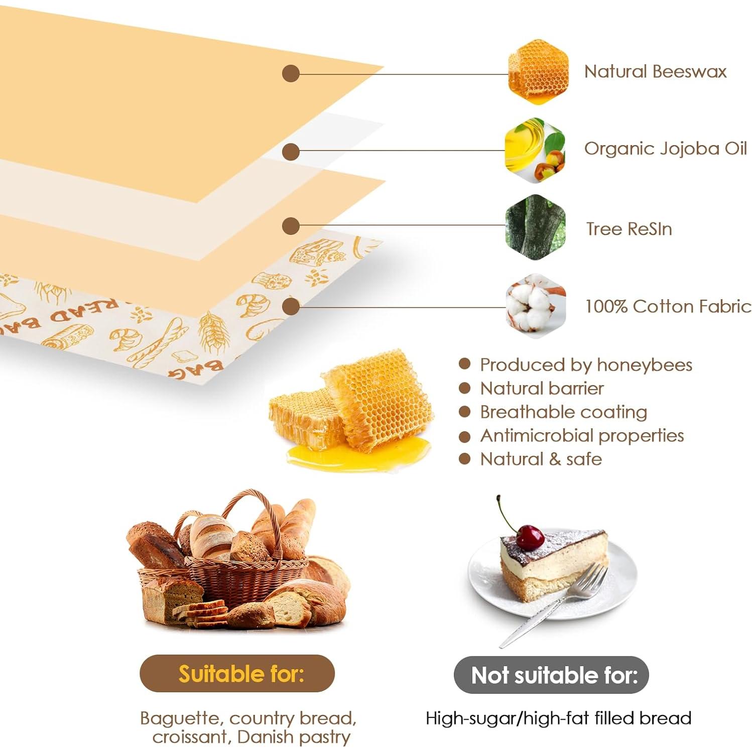 Bolsas de Pan de Cera de Abeja Reutilizables QHMCHLDZ - 43x33 cm