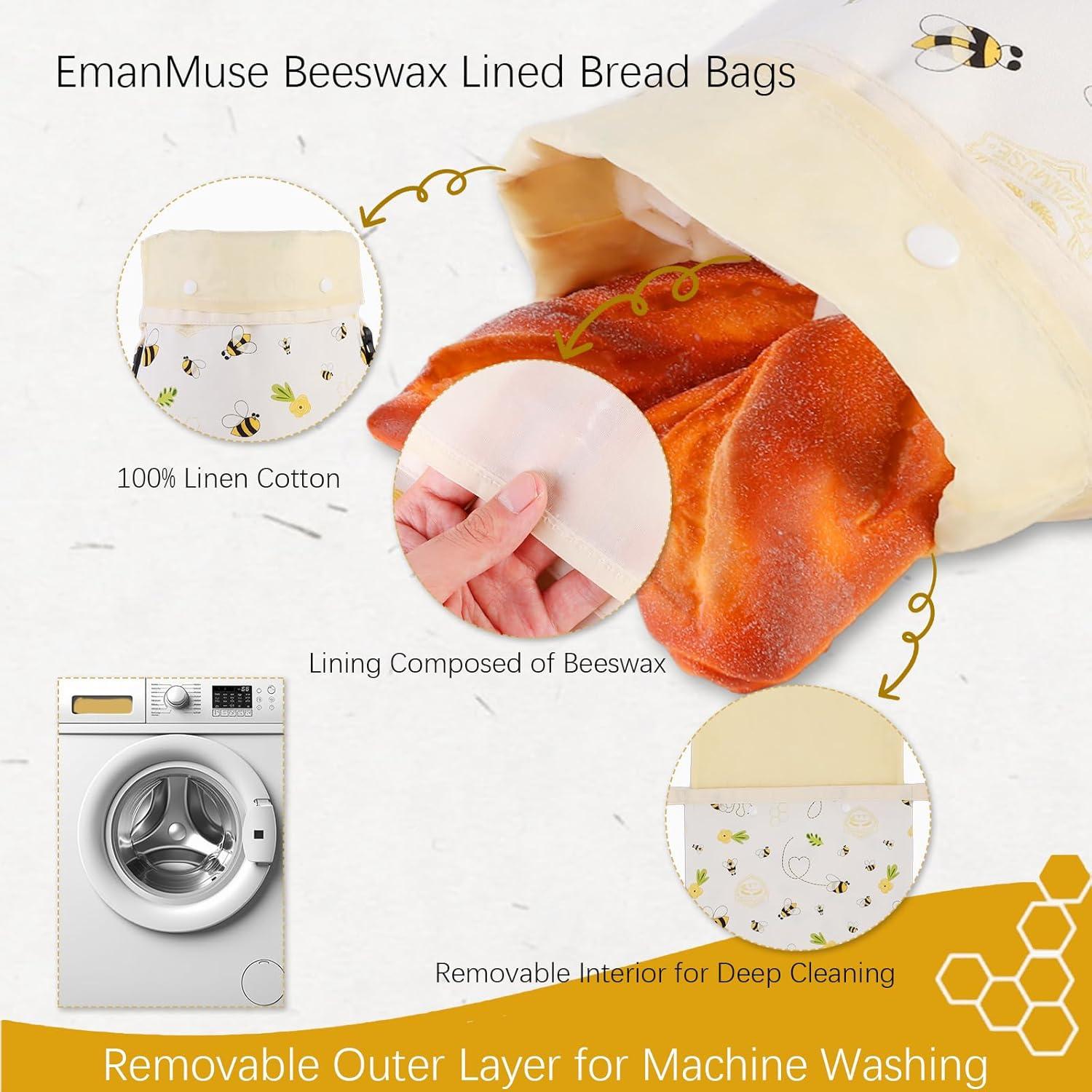 Bolsas de Pan de Cera de Abeja EmanMuse XL Reutilizables