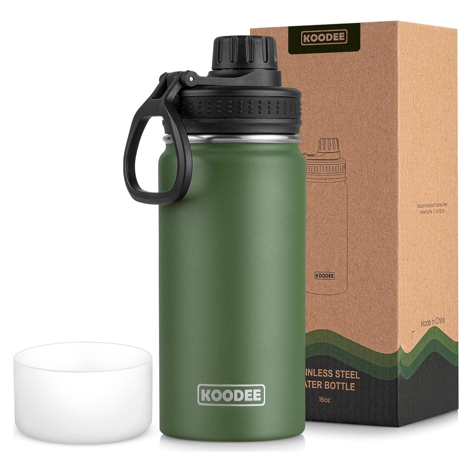 Botella de Agua Acero Inoxidable 0.47L koodee Verde Hierba