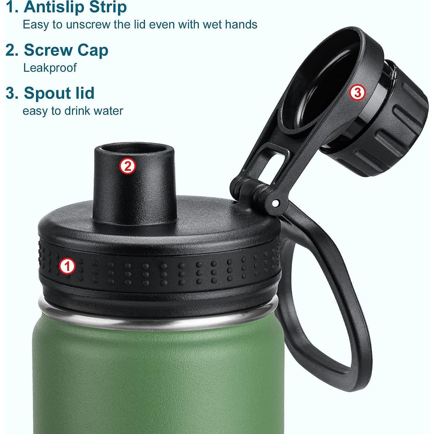 Botella de Agua Acero Inoxidable 0.47L koodee Verde Hierba