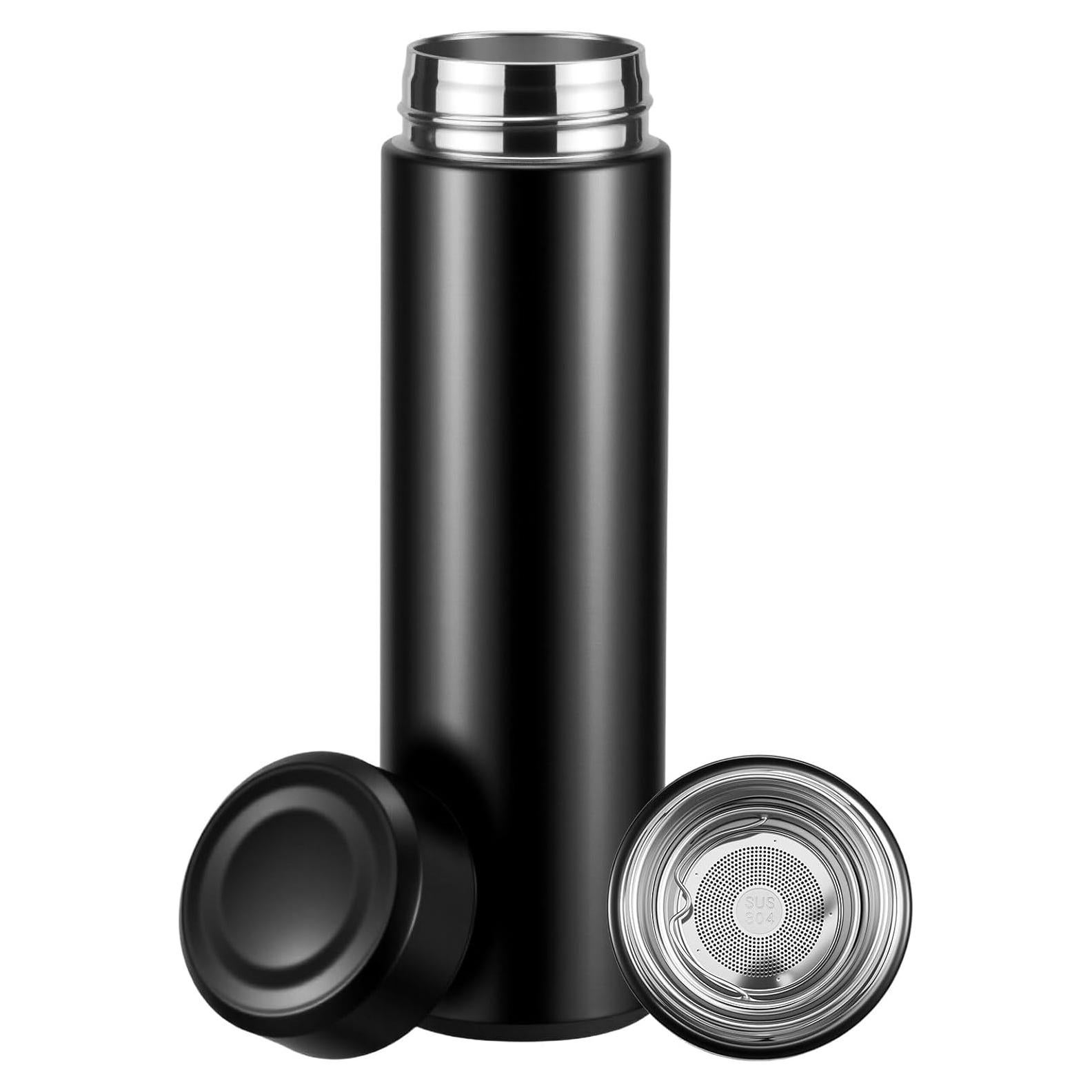 Botella de Agua Aislada Lizhluzh 500ml Acero Inoxidable Negro