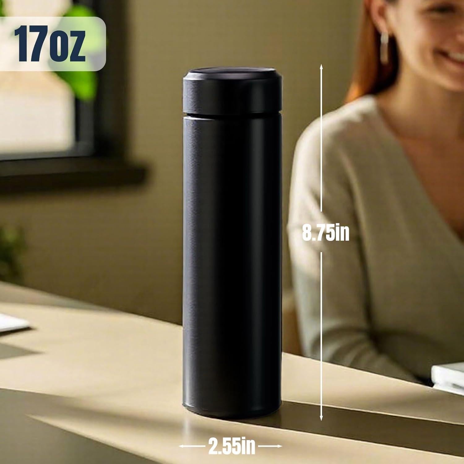 Botella de Agua Aislada Lizhluzh 500ml Acero Inoxidable Negro