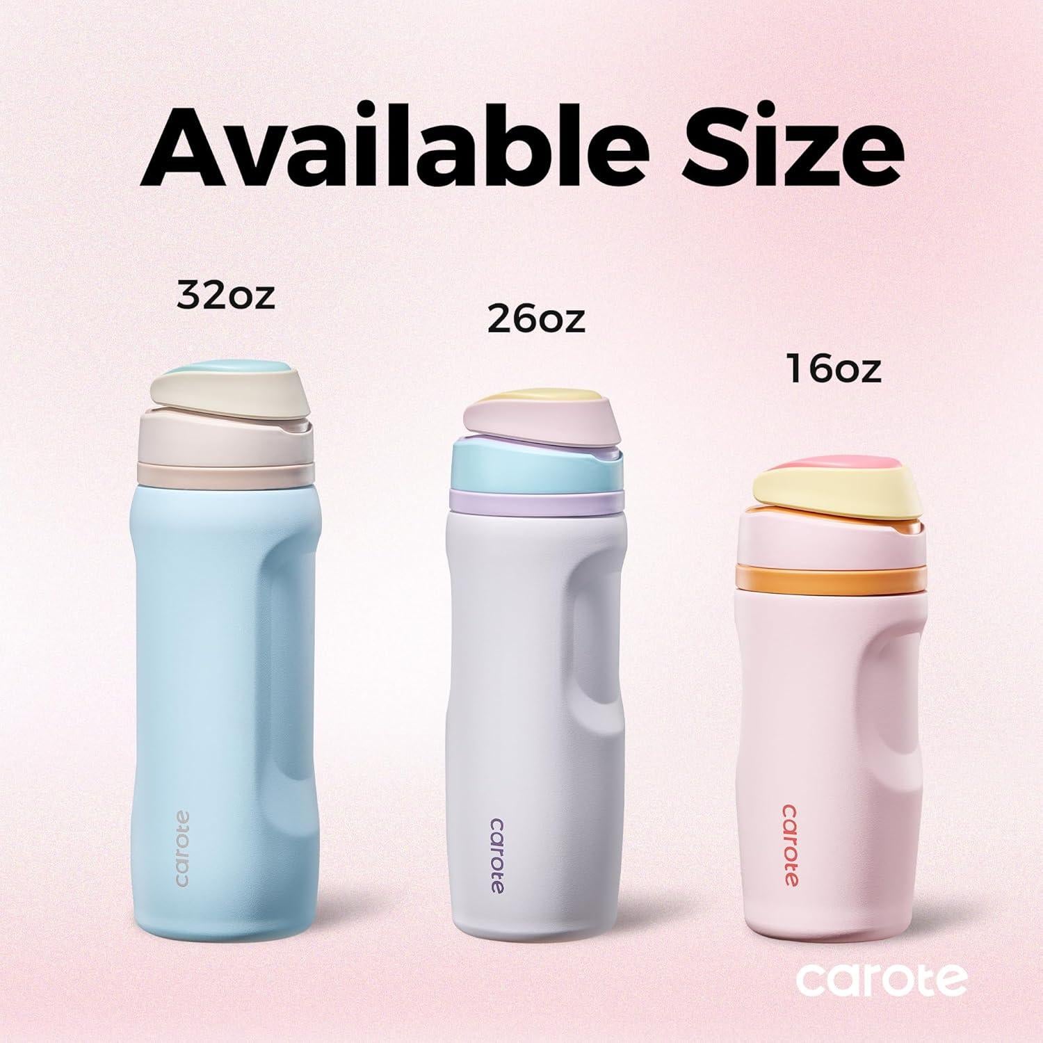Botella de Agua Aislada CAROTE 26 Oz Acero Inoxidable Durazno Rosa