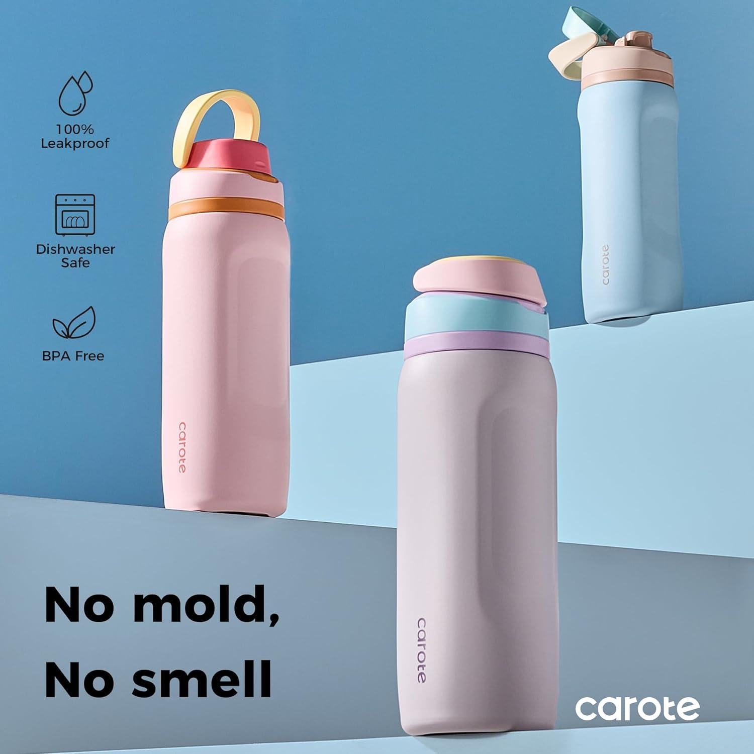 Botella de Agua Aislada CAROTE 26 Oz Acero Inoxidable Durazno Rosa