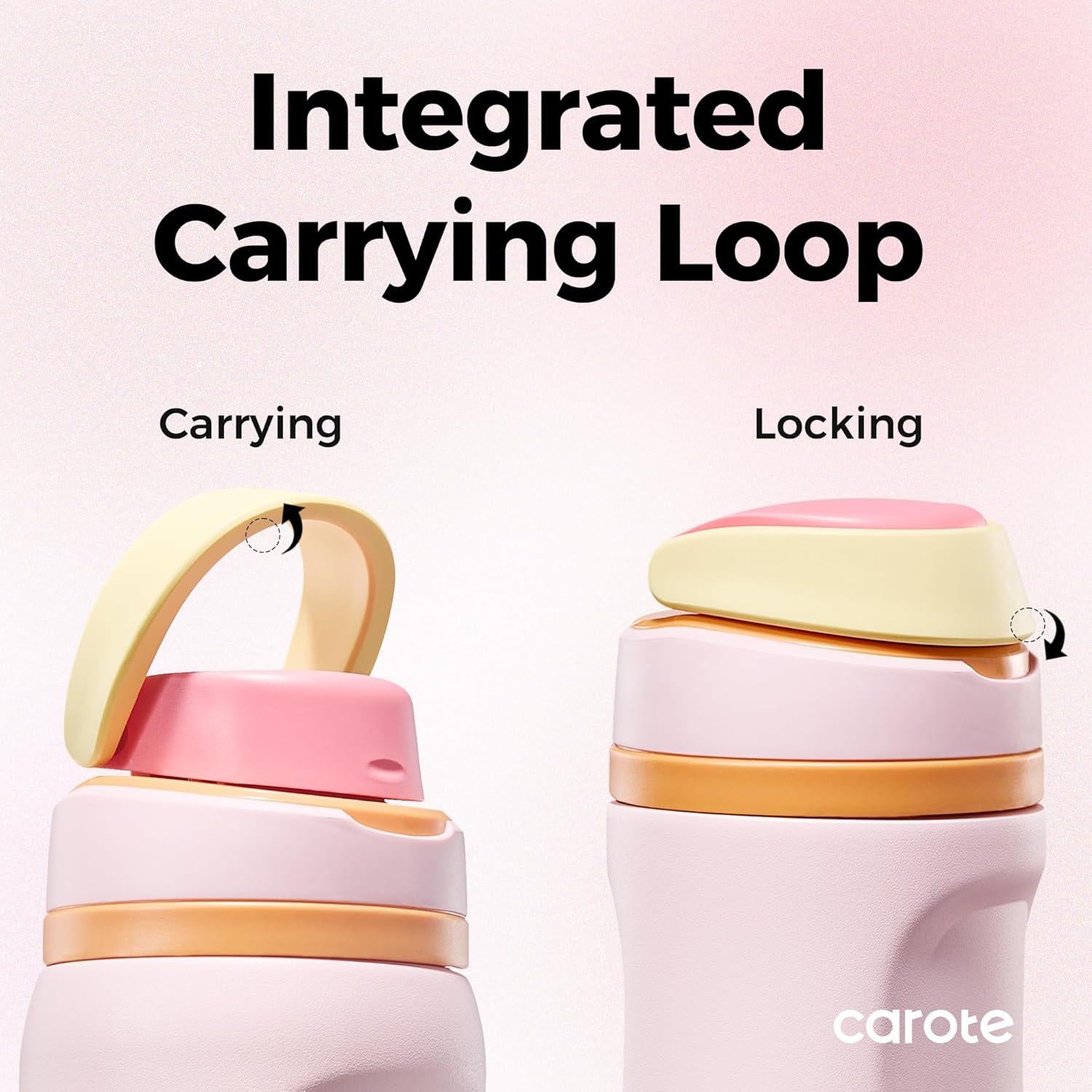 Botella de Agua Aislada CAROTE 26 Oz Acero Inoxidable Durazno Rosa