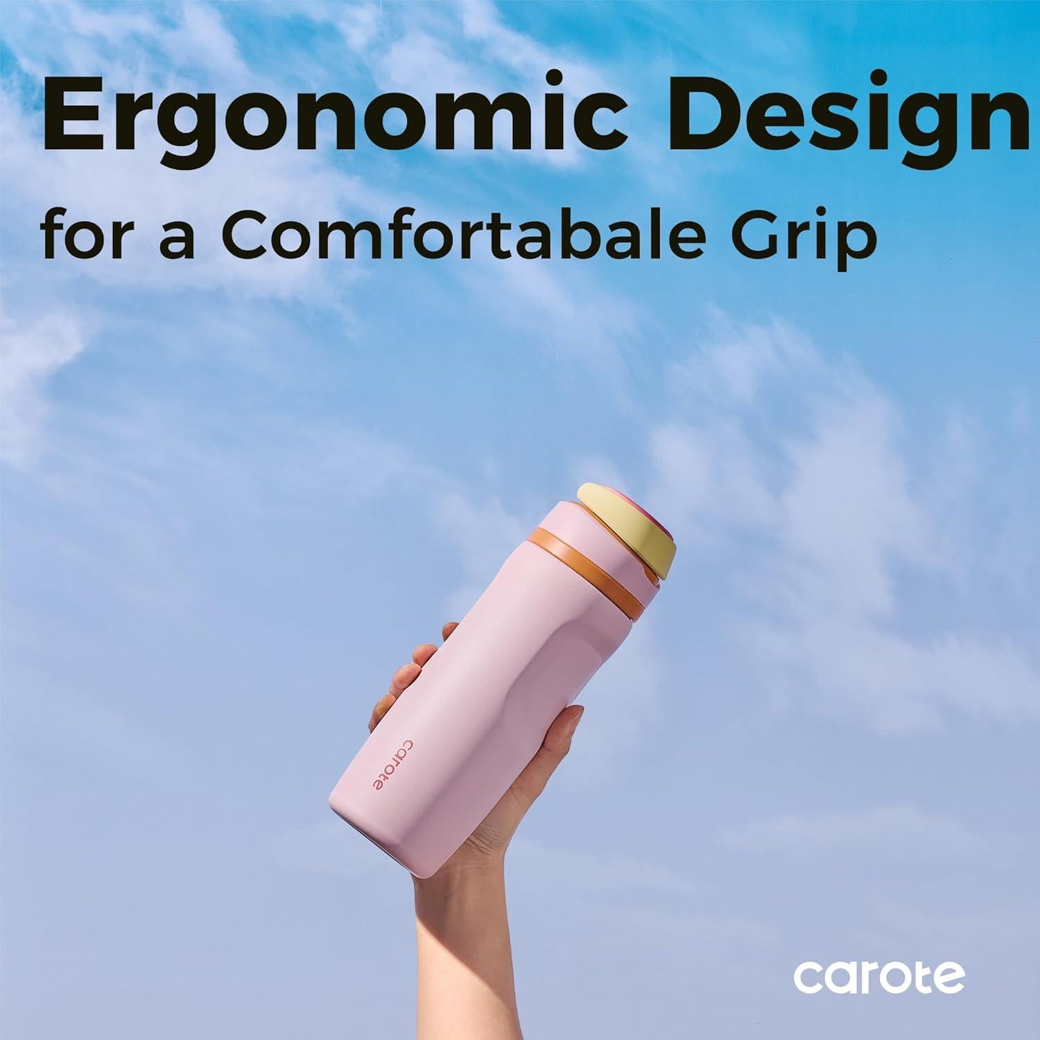 Botella de Agua Aislada CAROTE 26 Oz Acero Inoxidable Durazno Rosa