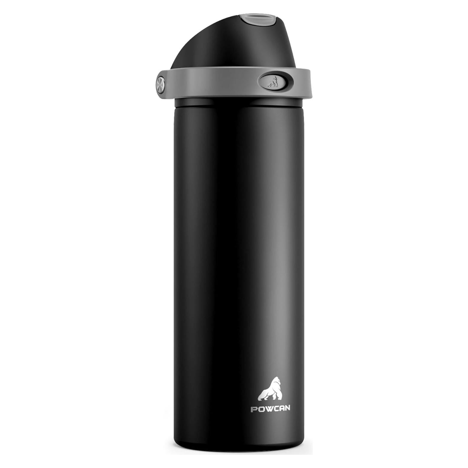 Botella de Agua Aislada POWCAN 24 oz Acero Inoxidable Negro