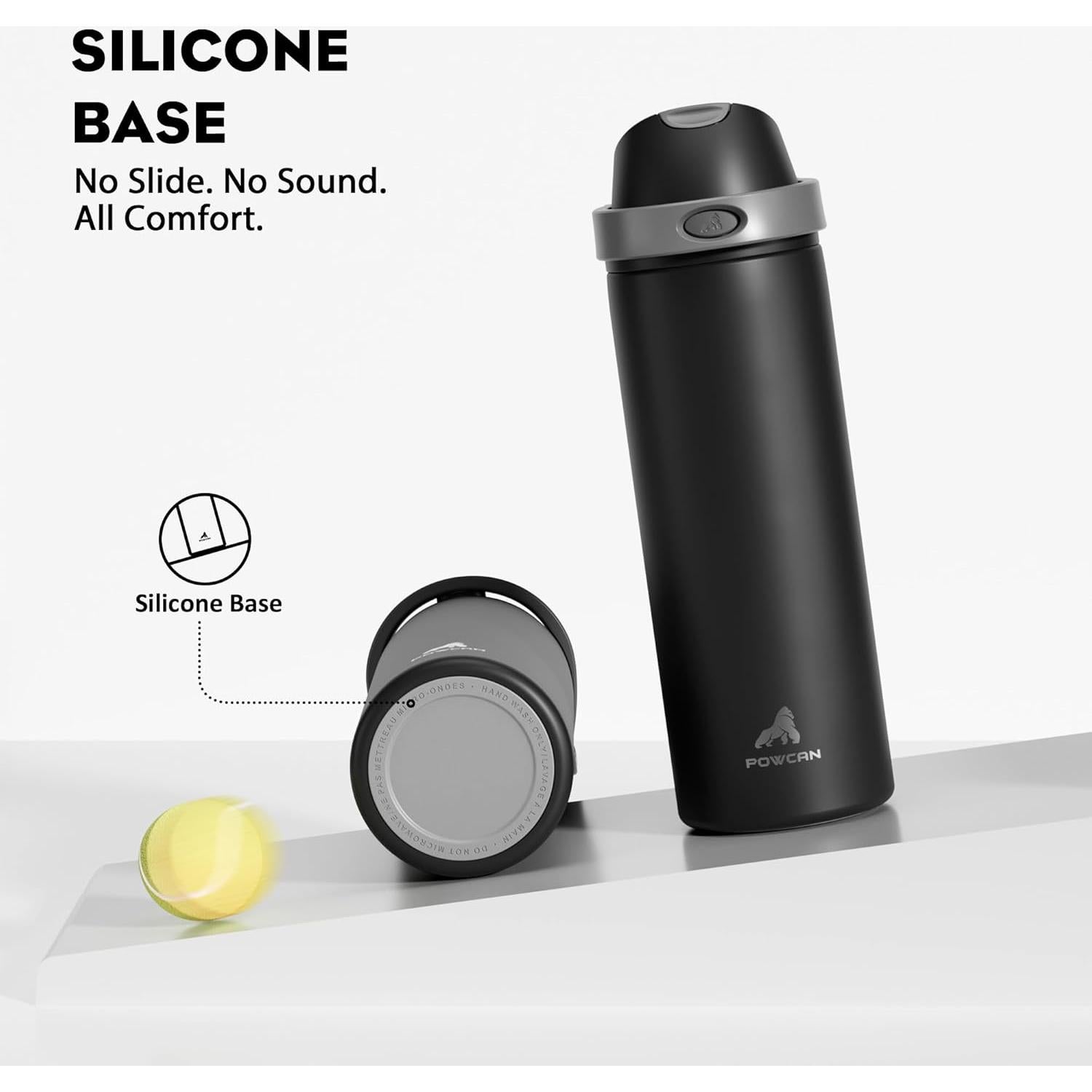 Botella de Agua Aislada POWCAN 24 oz Acero Inoxidable Negro