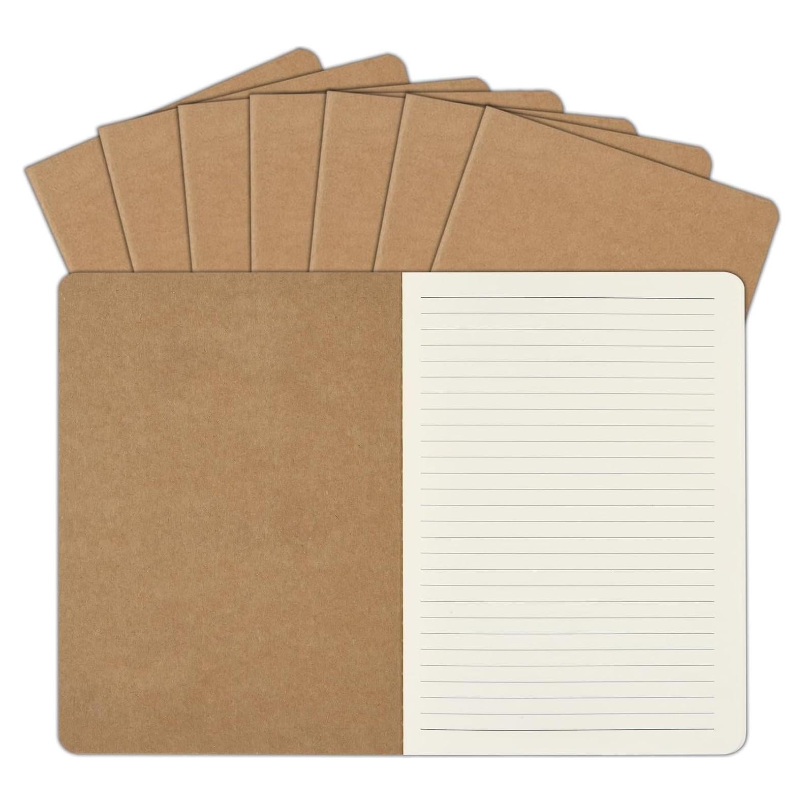 Paquete de 8 Cuadernos Kraft A5 ZCZN 60 Páginas Rayadas