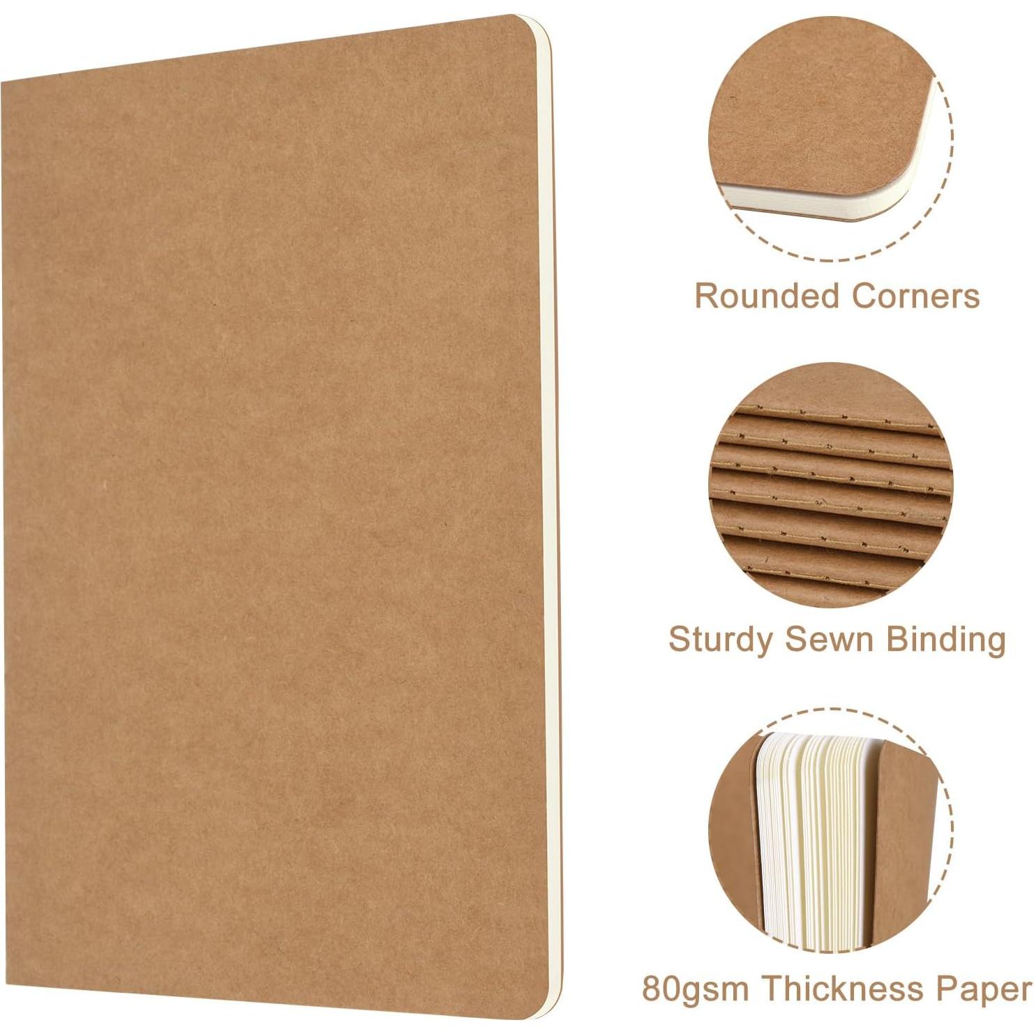 Paquete de 8 Cuadernos Kraft A5 ZCZN 60 Páginas Rayadas