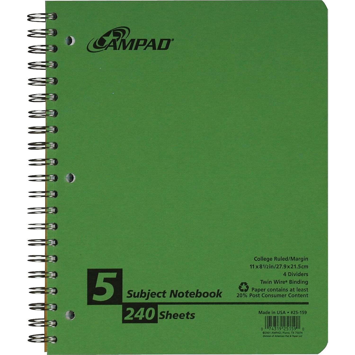 Cuaderno Reciclado 5 Materias Oxford 240 Hojas 21.6x27.9cm