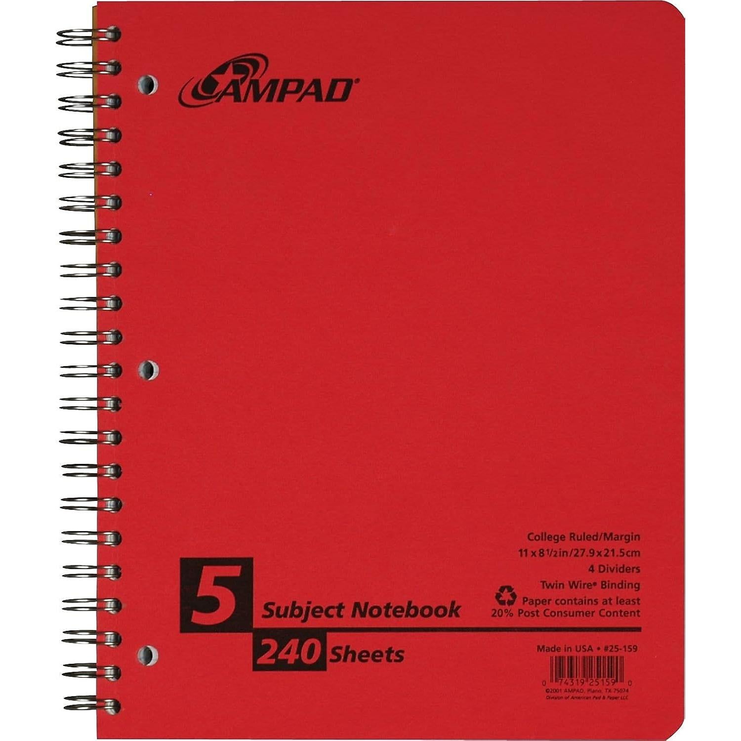 Cuaderno Reciclado 5 Materias Oxford 240 Hojas 21.6x27.9cm