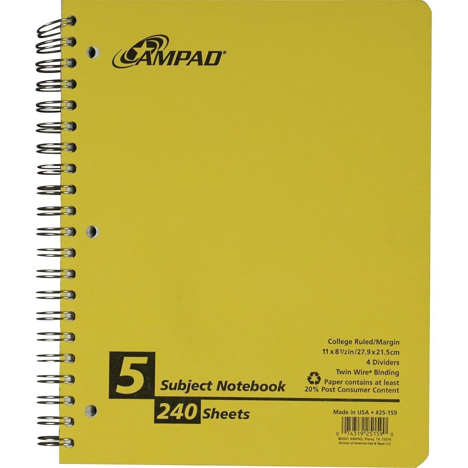 Cuaderno Reciclado 5 Materias Oxford 240 Hojas 21.6x27.9cm
