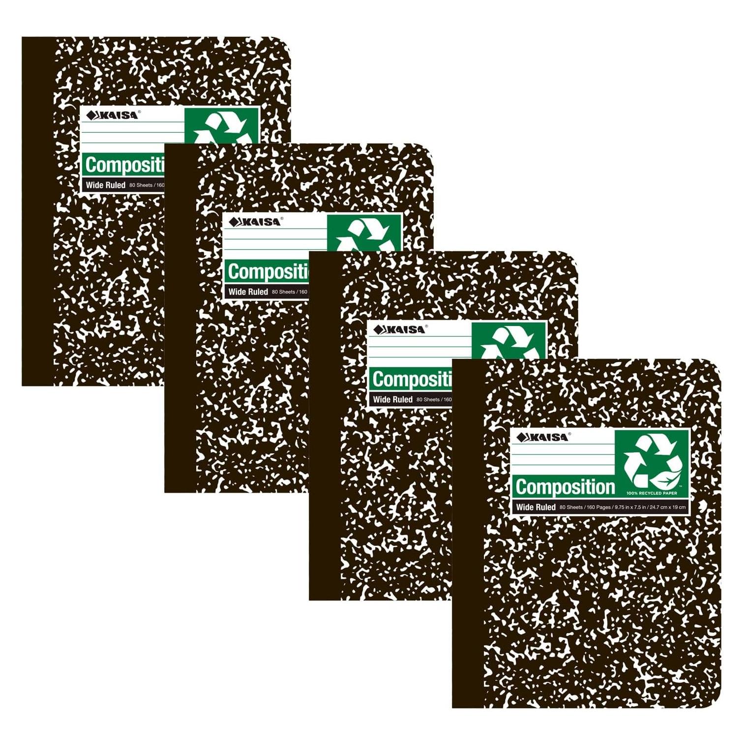 Cuaderno de Composición KAISA Regla Ancha Papel Reciclado 80 Hojas