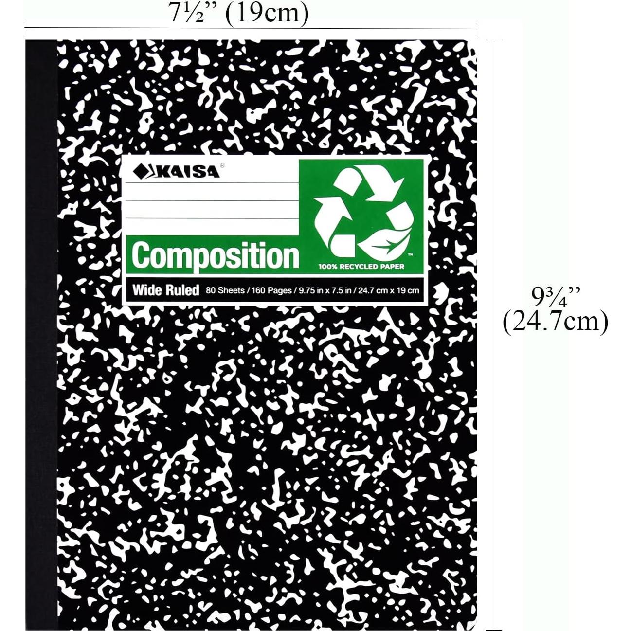 Cuaderno de Composición KAISA Regla Ancha Papel Reciclado 80 Hojas