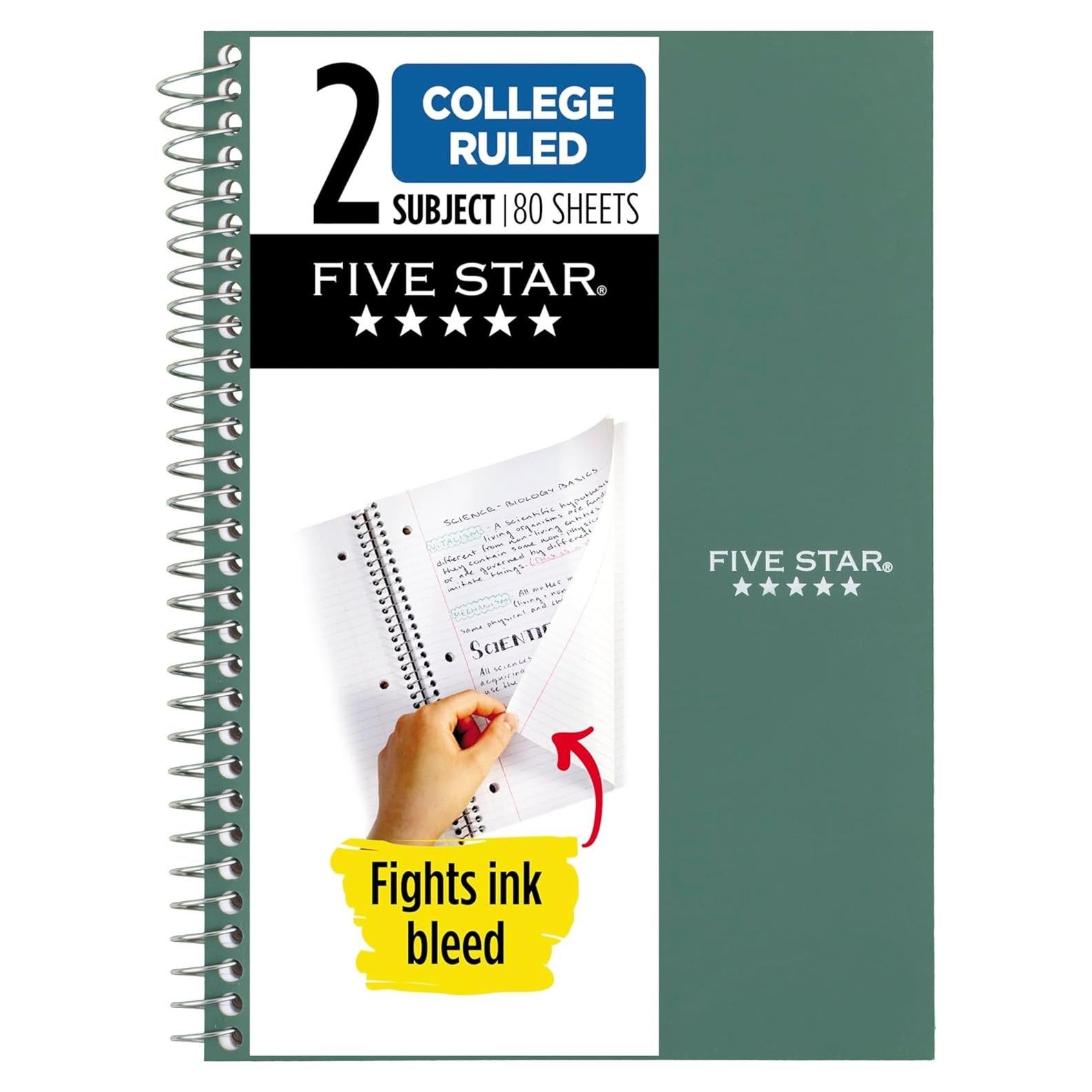 Cuaderno Espiral Five Star 2 Materias 80 Hojas Verde Cristal