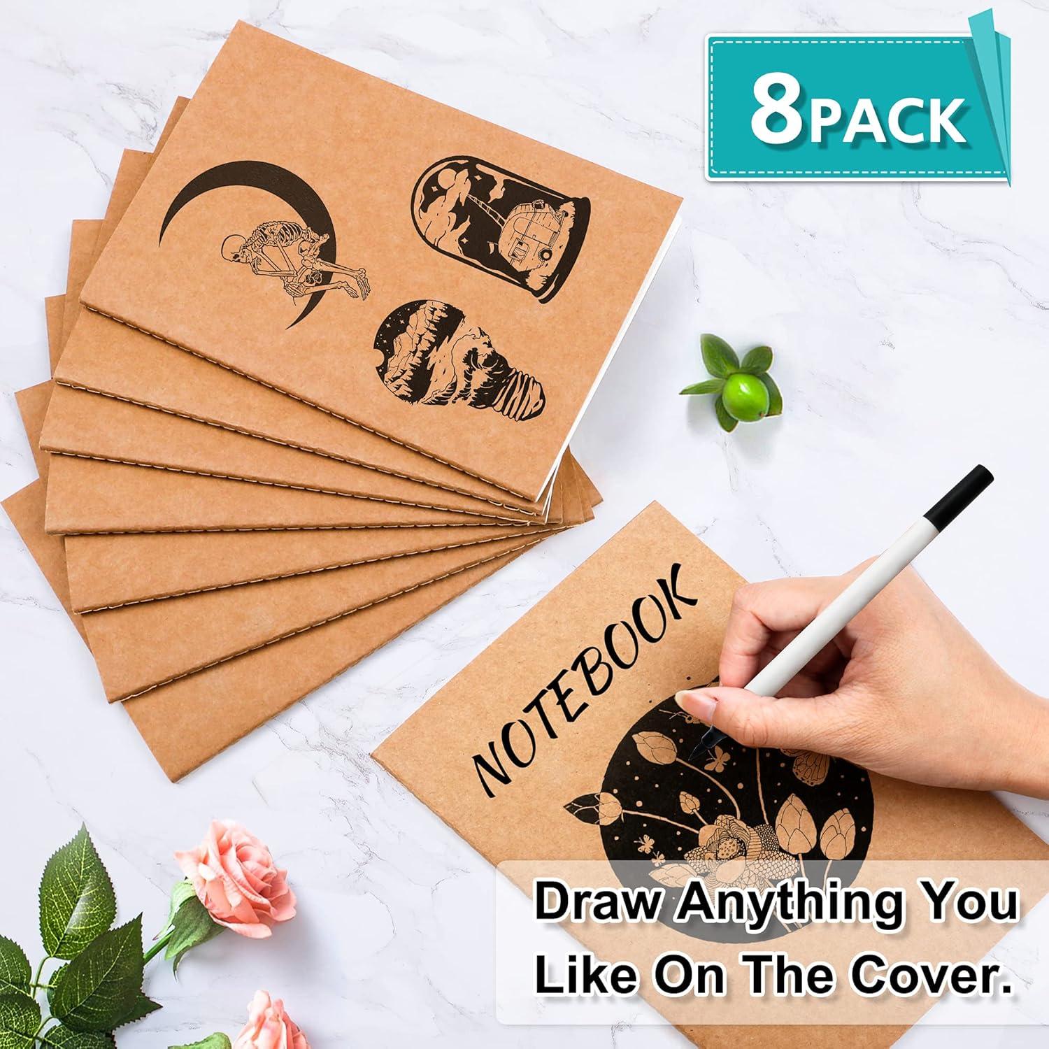 Feela 8 Cuadernos A5 Kraft Rayados 60 Páginas Tapa Blanda