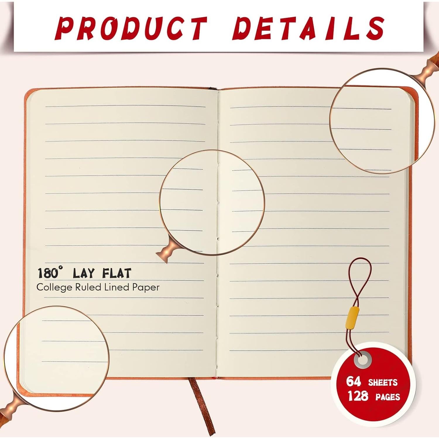 24 Cuadernos A6 Rayados TaoBary Color Vintage Cuero PU