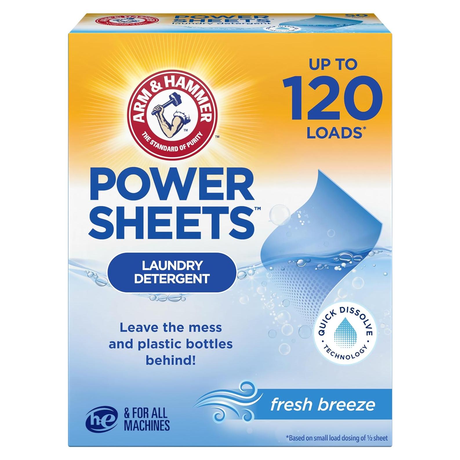 Hojas de Poder ARM & HAMMER Detergente para Ropa 60ct