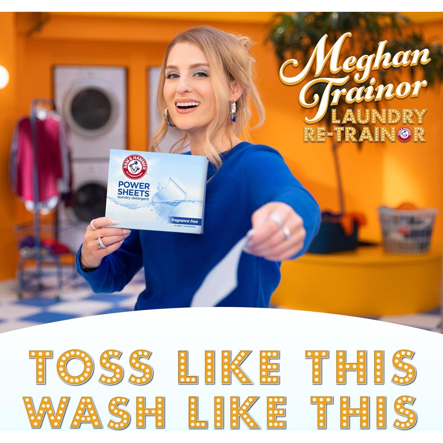 Hojas de detergente ARM & HAMMER Power sin fragancia 50 unidades