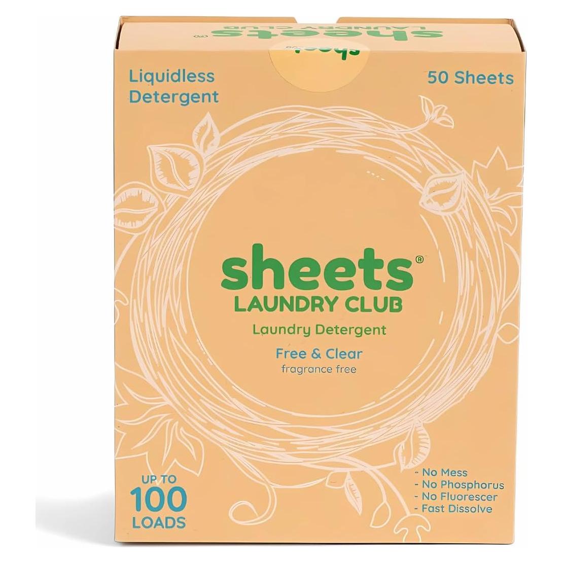 Hojas de Detergente Ecológicas Sheets Laundry Club - 50 Unidades