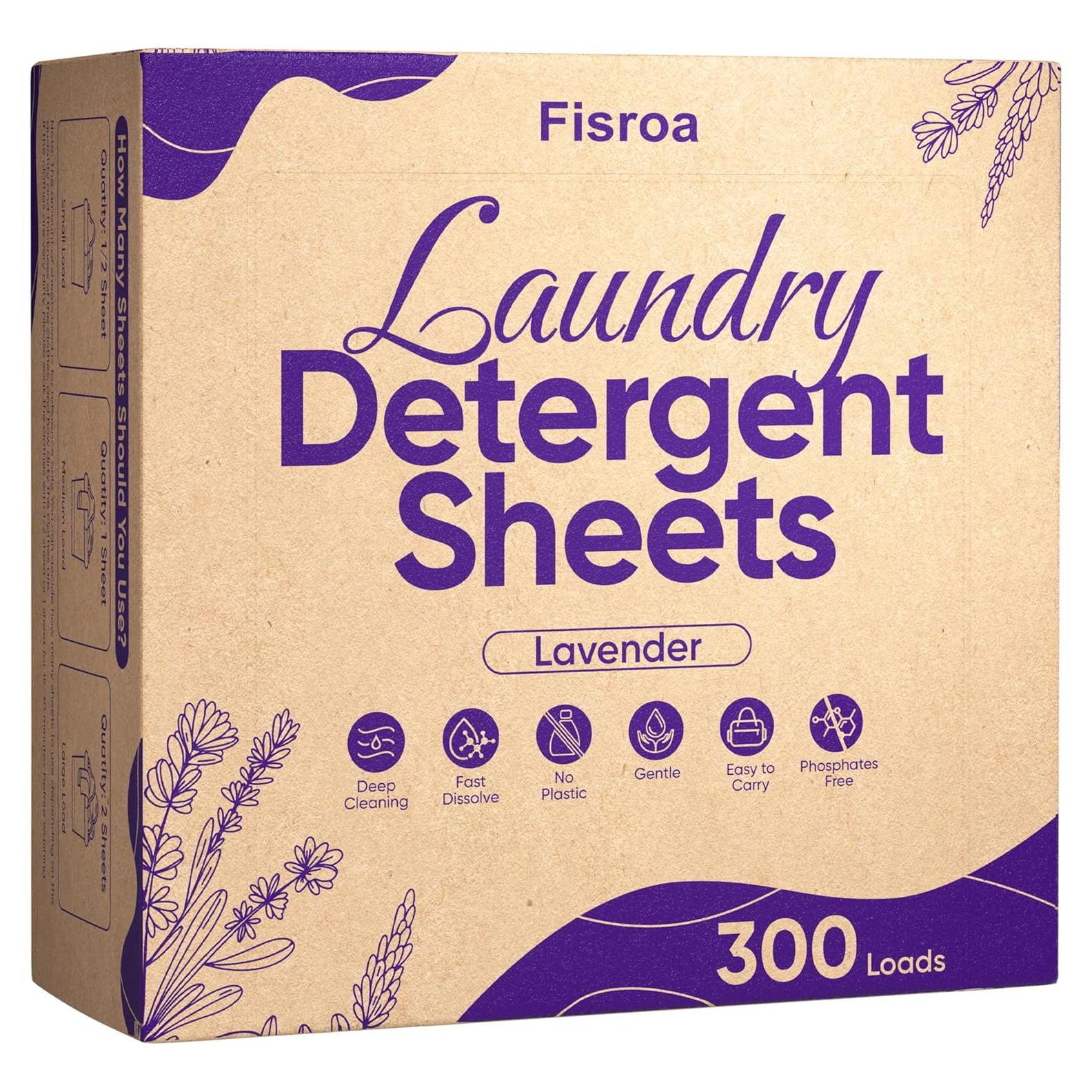 Hojas de detergente ecológicas Fisroa 300 cargas lavanda
