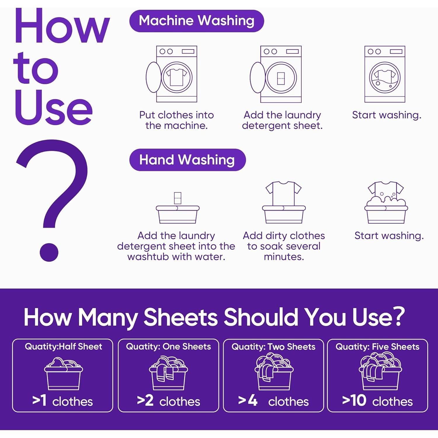 Hojas de detergente ecológicas Fisroa 300 cargas lavanda