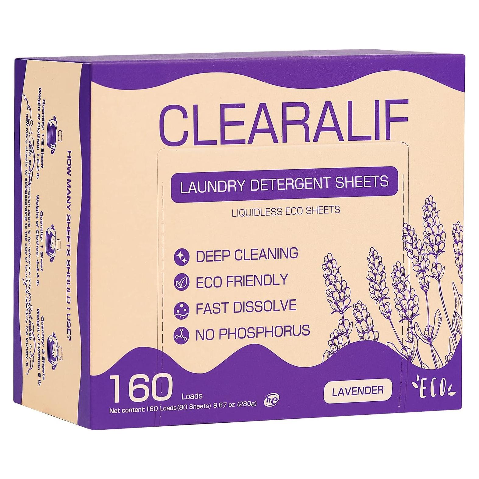 Hojas de Detergente Ecológico CLEARALIF 80 Hojas Lavanda