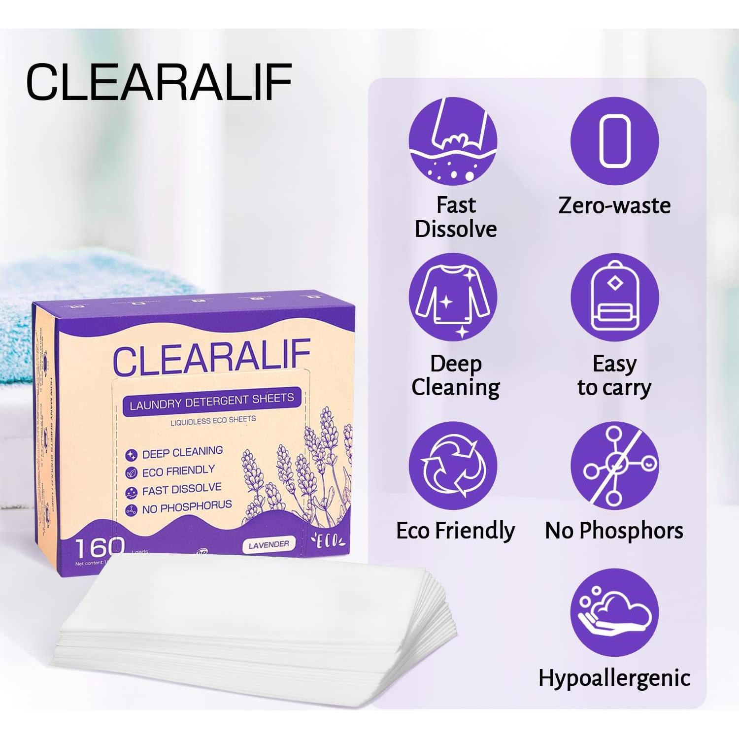 Hojas de Detergente Ecológico CLEARALIF 80 Hojas Lavanda