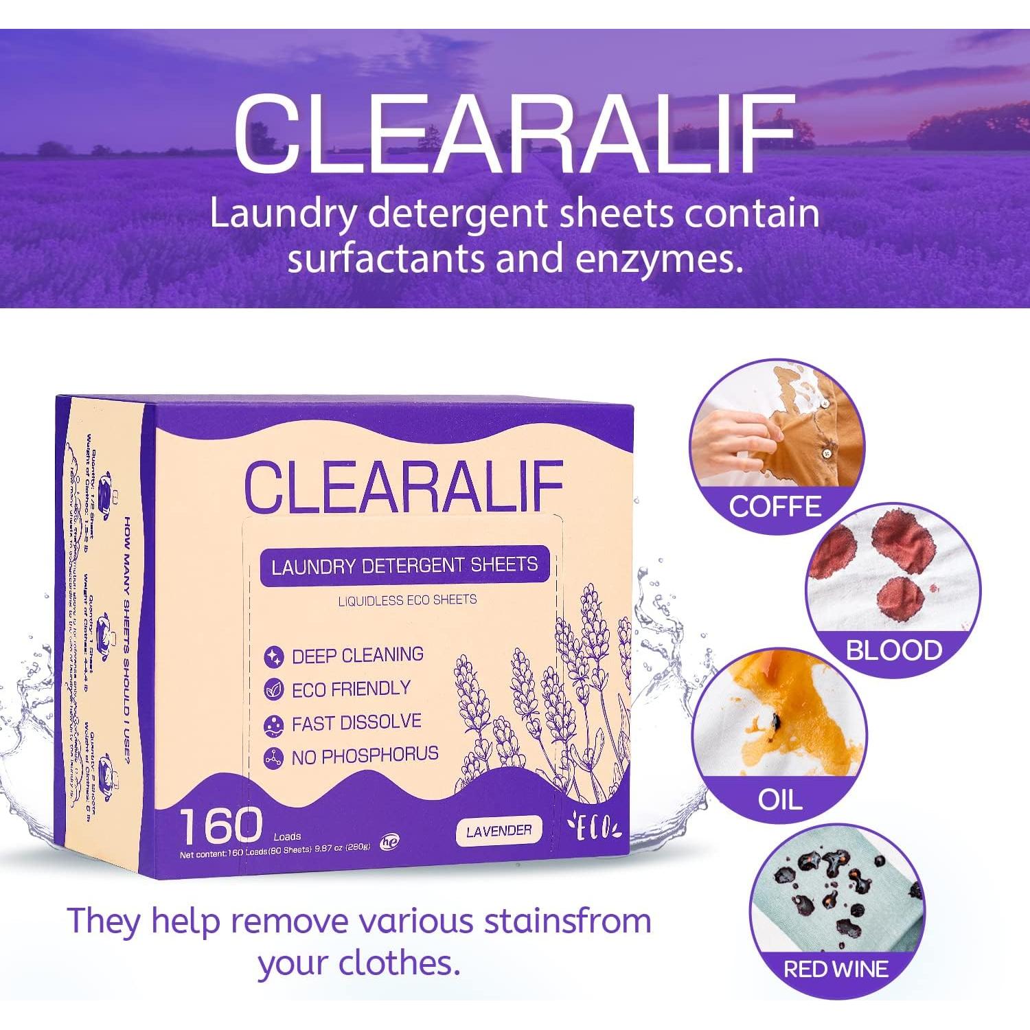 Hojas de Detergente Ecológico CLEARALIF 80 Hojas Lavanda