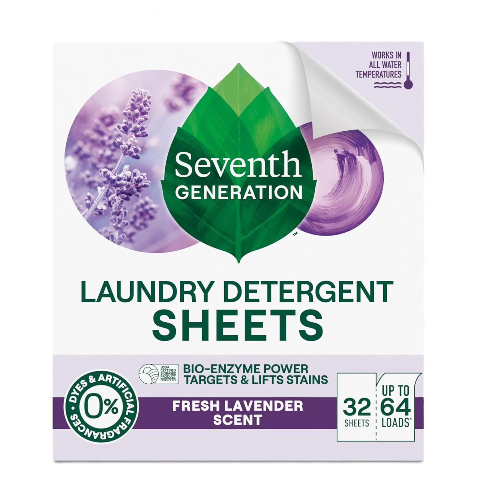 Hojas de detergente para ropa Seventh Generation 64 cargas