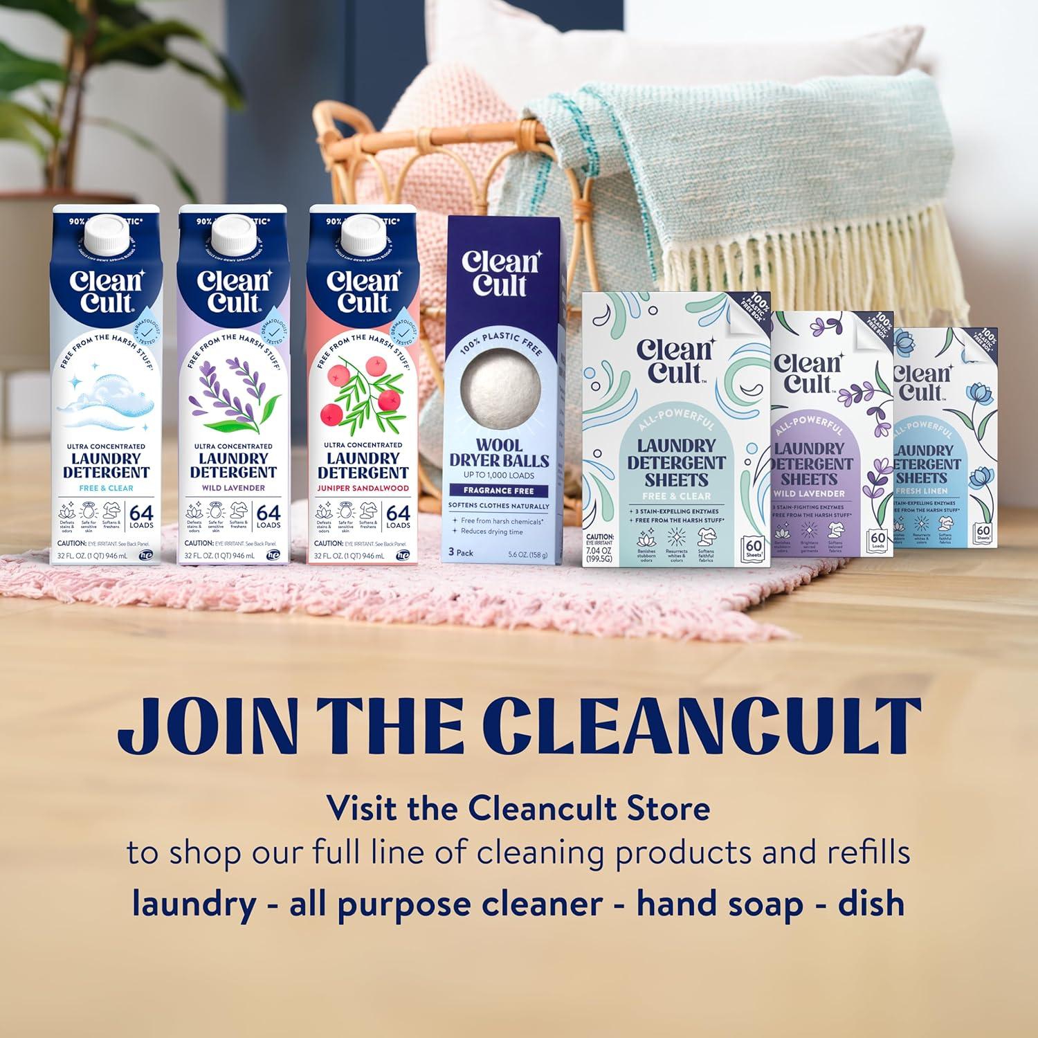 Hojas de detergente Cleancult Lino Fresco 60 cargas 3 enzimas