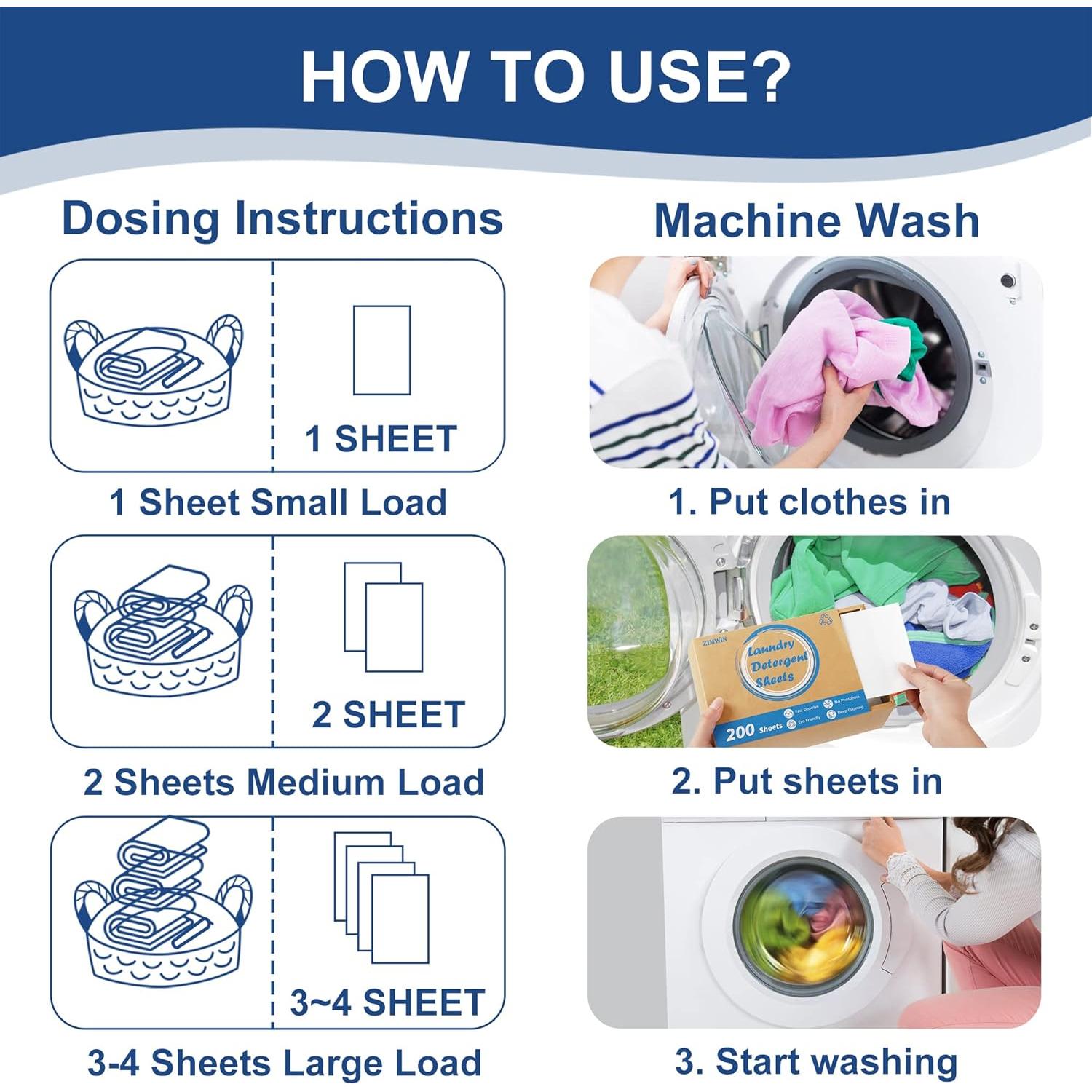 Hojas de detergente ecológicas Zimwin 200 cargas sin fragancia