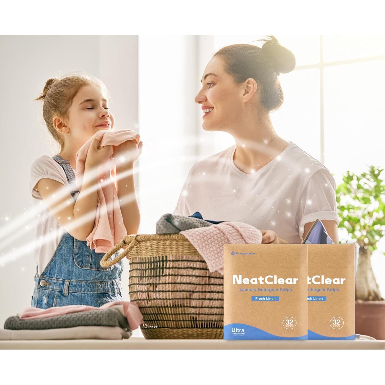 Hojas de detergente ecológicas NeatClear 32 cargas aroma lino fresco