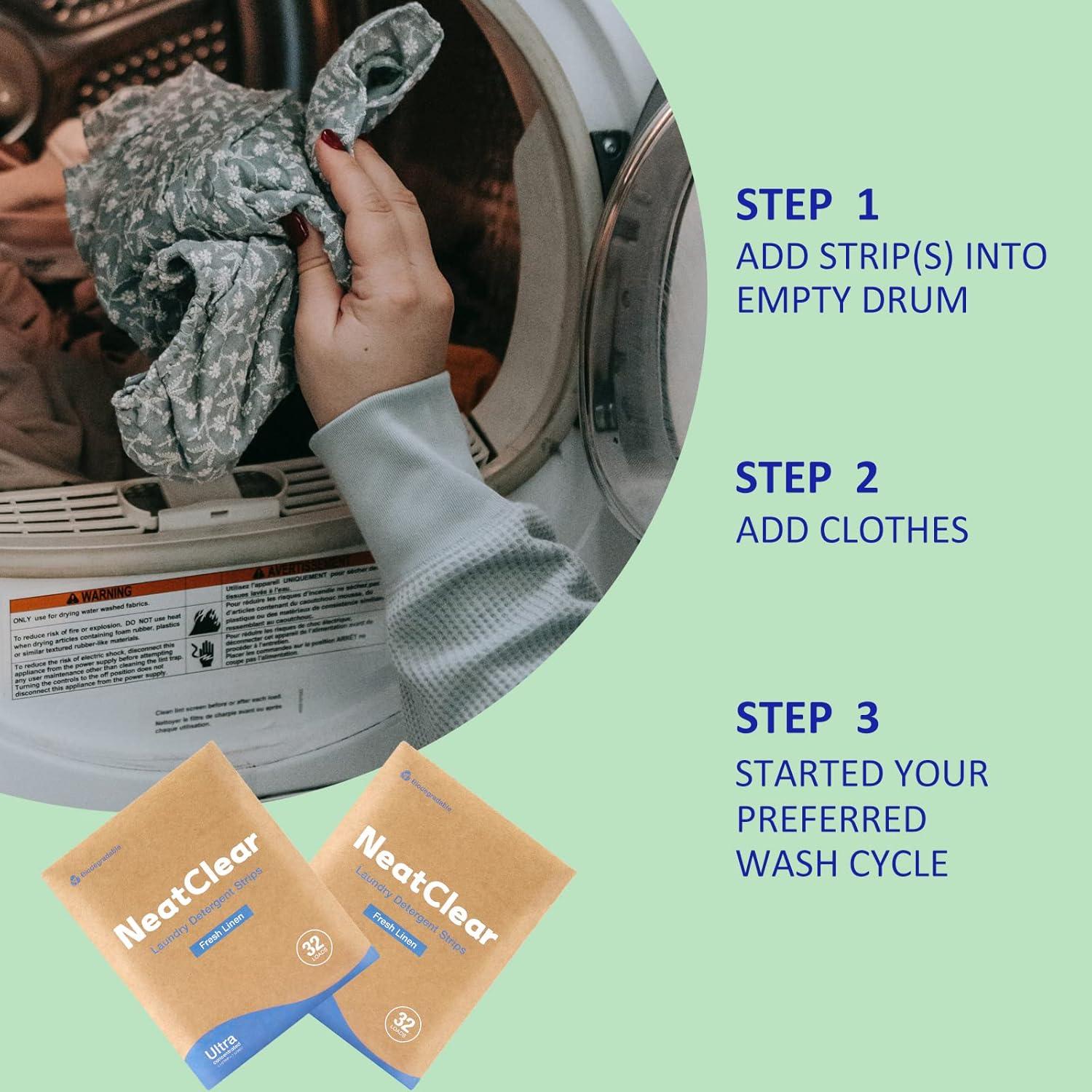 Hojas de detergente ecológicas NeatClear 32 cargas aroma lino fresco