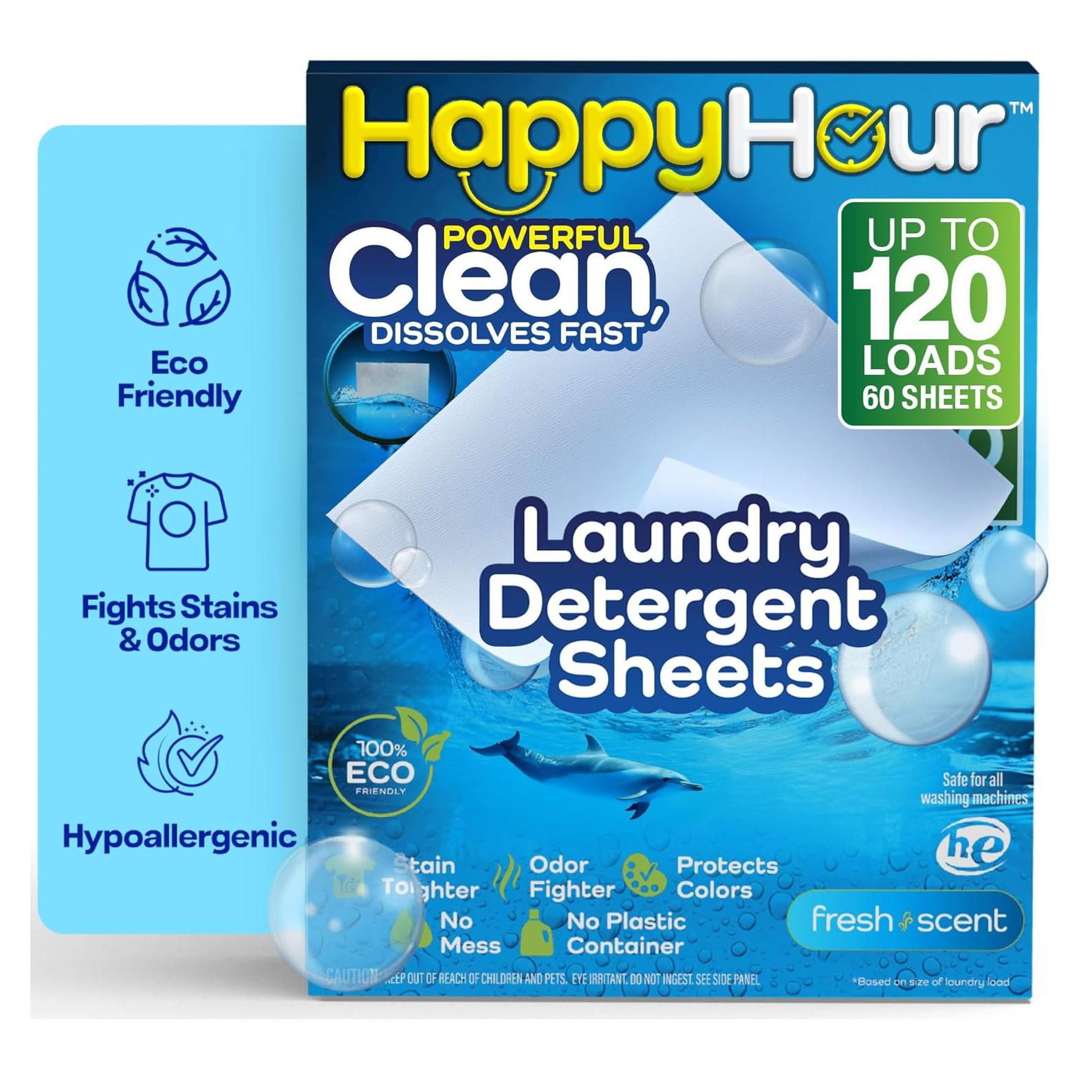 Hoja de Detergente para Ropa Happy Hour - 120 Cargas Ecológico