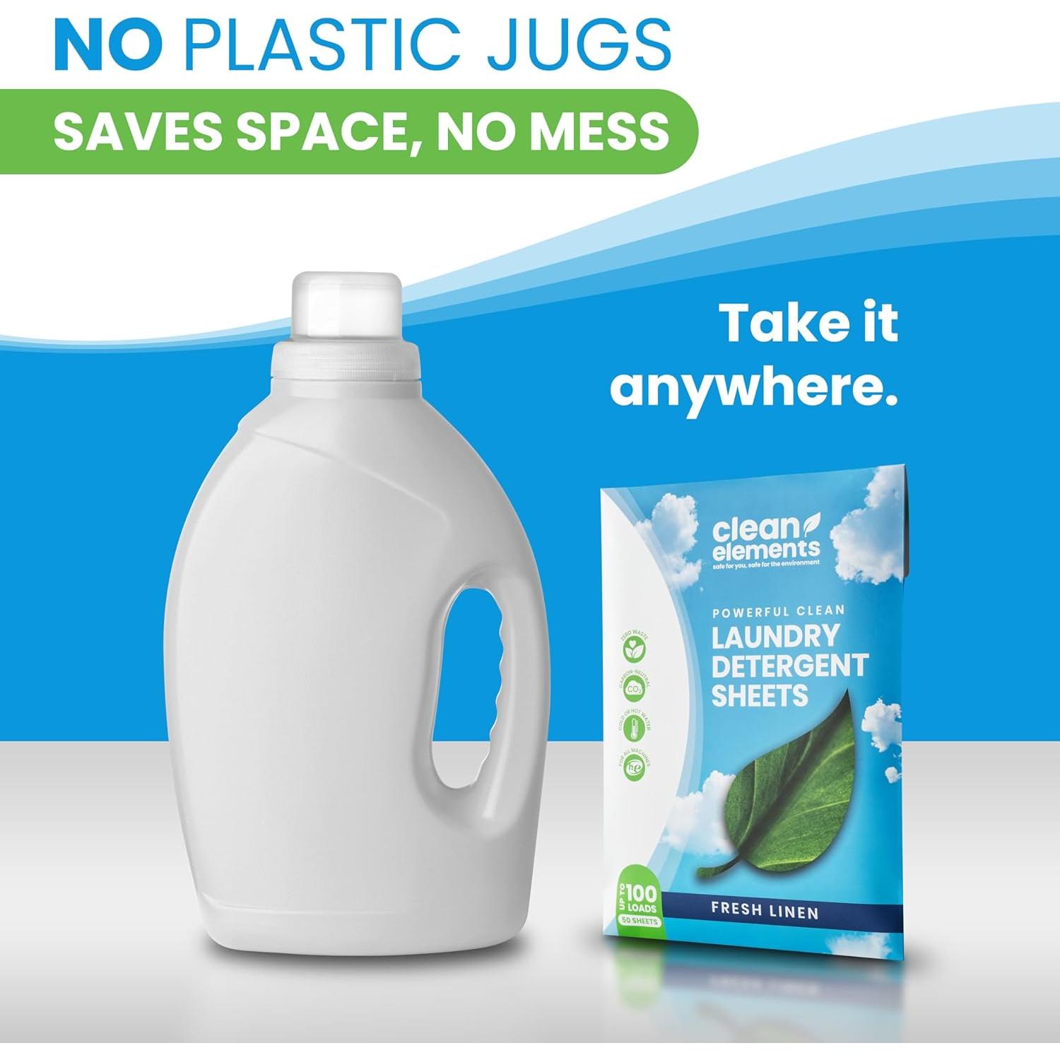 Hojas de detergente ecológicas Clean Elements 50 hojas aroma lino