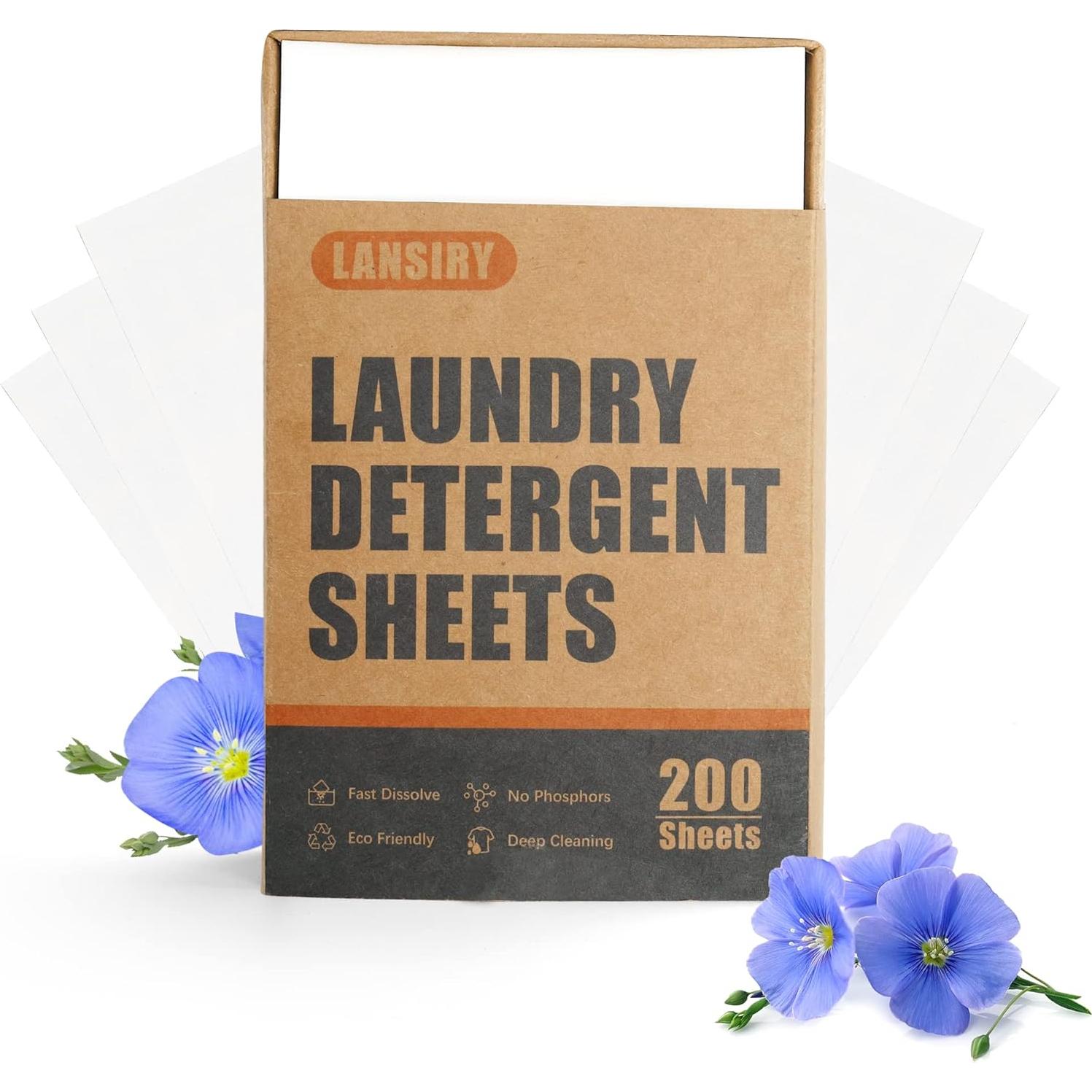 Hojas de detergente para ropa LANSIRY 200 cargas aroma lino fresco