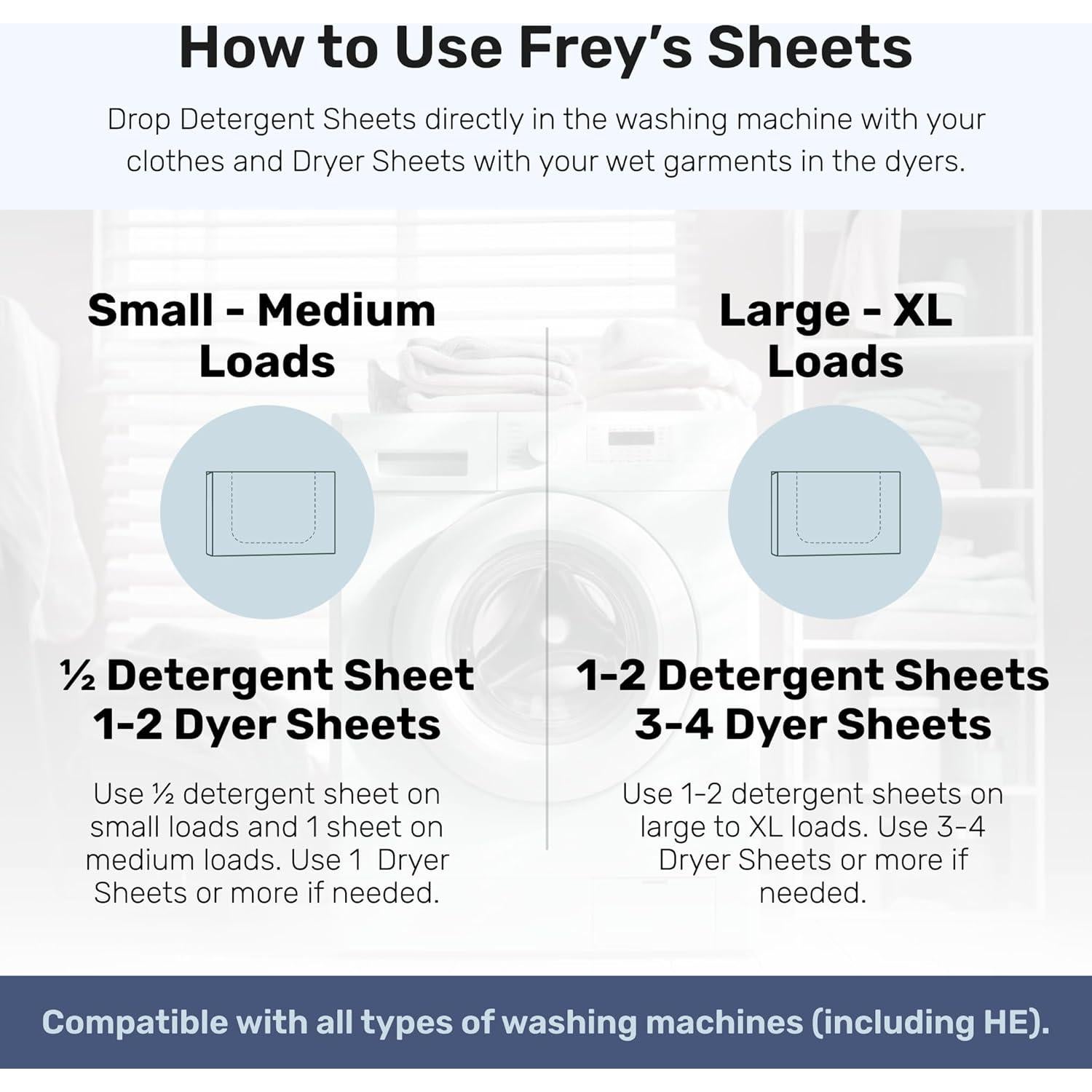 Hojas de Detergente FREY para Ropa - Aroma a Bergamota - 60 Hojas