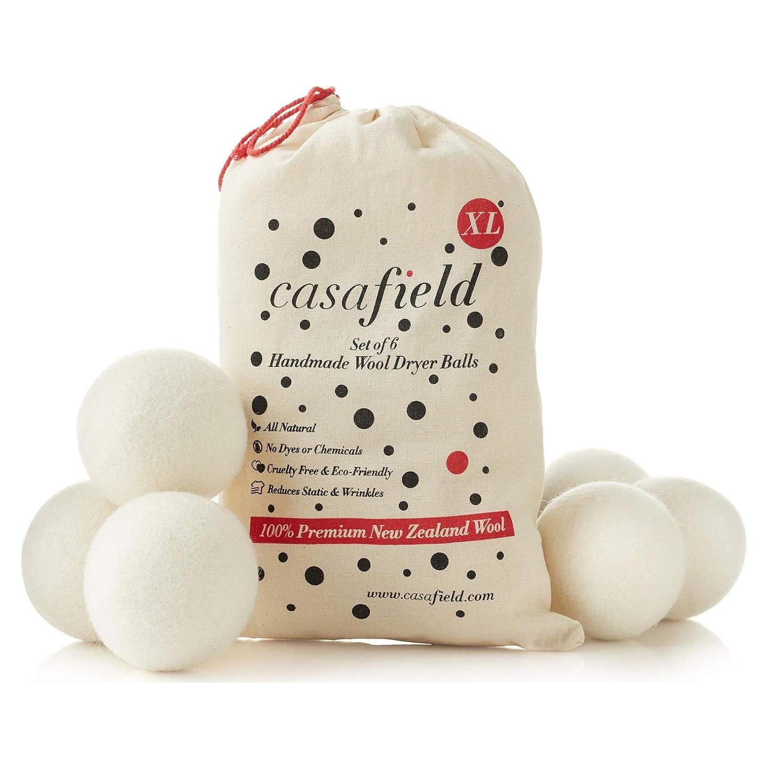 Juego de 6 Pelotas de Secado de Lana Casafield 100% Natural