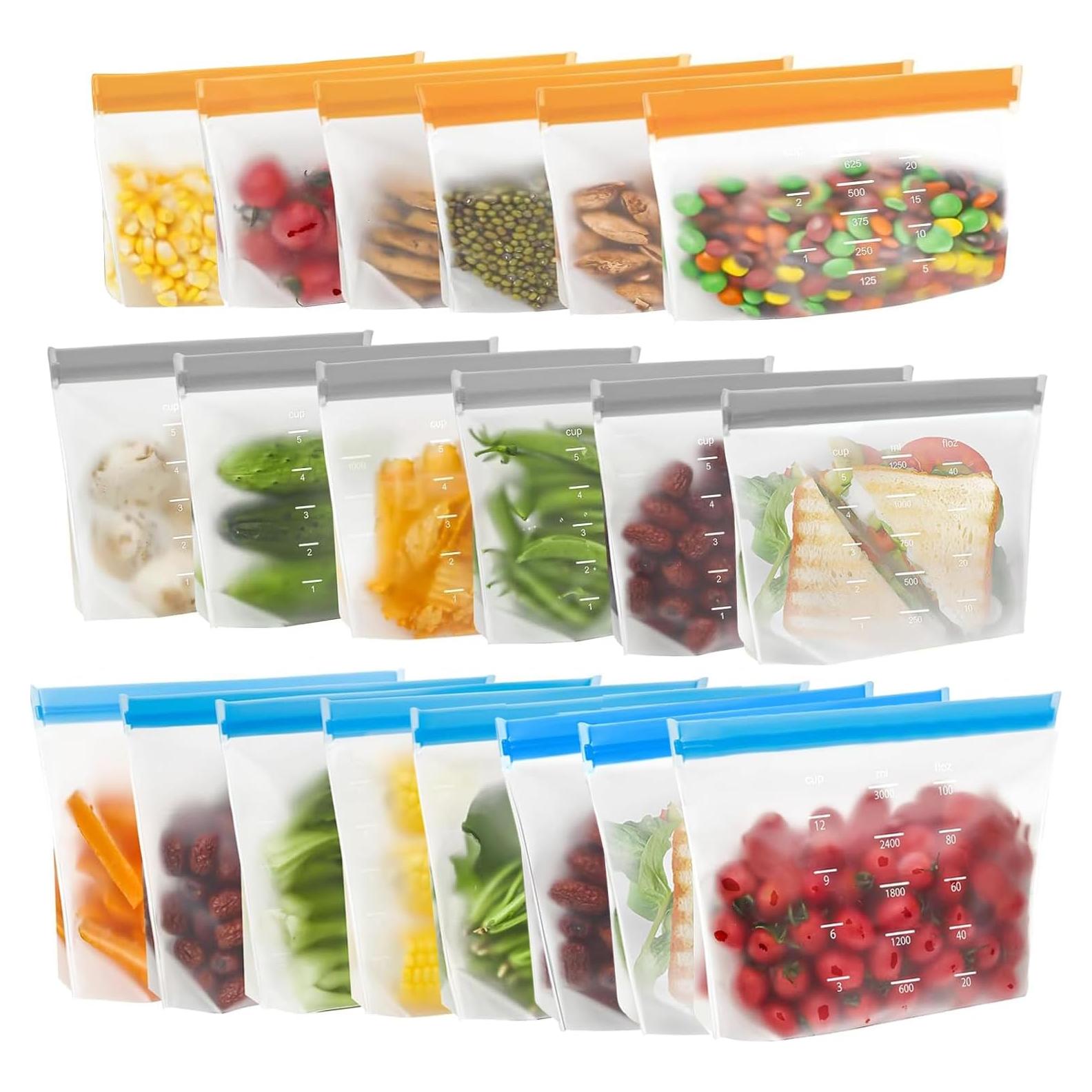 Paquete de 20 Bolsas Reutilizables JUEJUEZI - 3 Tamaños - Apto Lavavajillas