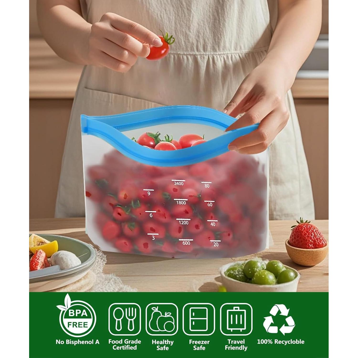 Paquete de 20 Bolsas Reutilizables JUEJUEZI - 3 Tamaños - Apto Lavavajillas