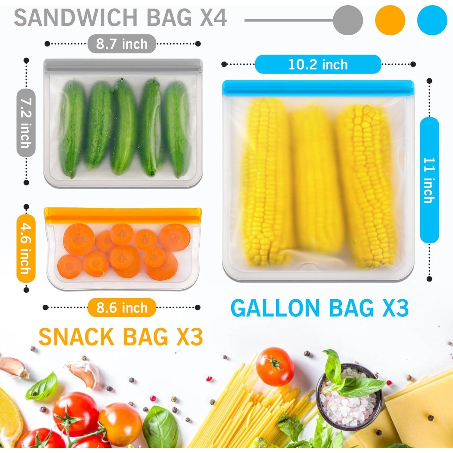 Bolsas de Almacenamiento Reutilizables ANZNKU 10 Piezas PEVA