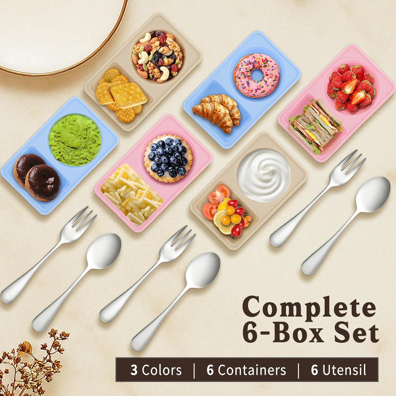 Contenedores de Silicona para Snacks Zeefpod - 6 Piezas Doble Compartimento