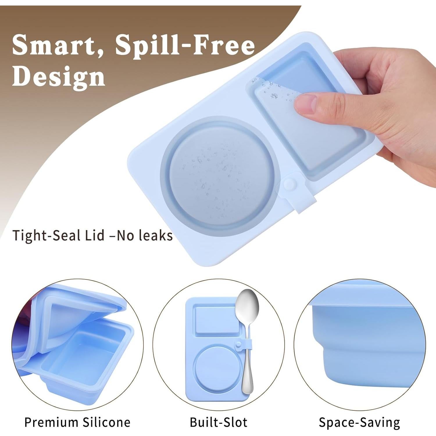 Contenedores de Silicona para Snacks Zeefpod - 6 Piezas Doble Compartimento